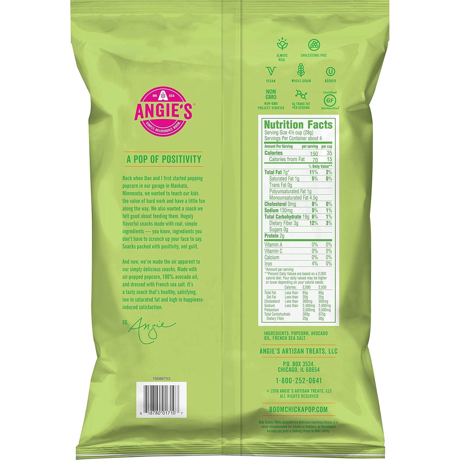 image:imageAngies BOOMCHICKAPOP Sweet amp Salty Kettle Corn Popcorn 225 Ounce Pack of 12AirPopped Sea Salt Popcorn