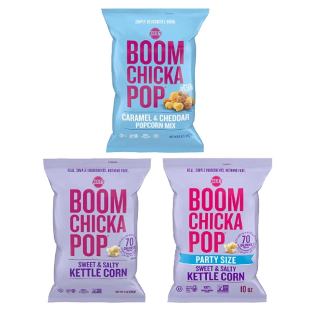 image:imageAngies BOOMCHICKAPOP Variety Pack of Caramel and Cheddar Popcorn 6 oz Sweet and Salty Kettle Corn Popcorn 7 oz amp 10 oz