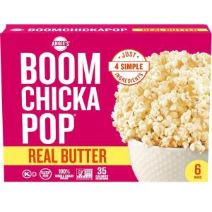 Angie’s BOOMCHICKAPOP Sea Salt Microwave Popcorn, 3.29 oz., 6-Count Bags(Butter)