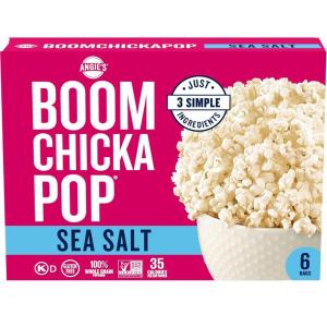 Angie’s BOOMCHICKAPOP Sea Salt Microwave Popcorn, 3.29 oz., 6-Count Bags(Sea-Salt)