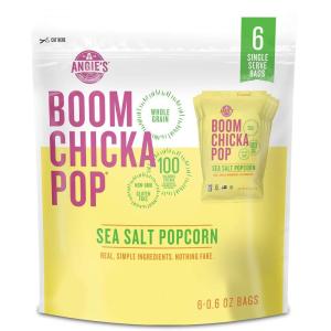Angie’s BOOMCHICKAPOP Sea Salt Popcorn, 0.6 Ounce Bag, 6 Count (Pack of 4)(Sea-Salt)
