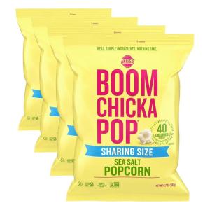 Angie’s BOOMCHICKAPOP Sea Salt Popcorn, Gluten Free, Party Size, 6.7 oz.(6.7 Ounce (Pack of 4))