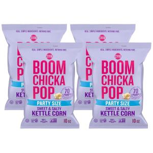 Angie’s BOOMCHICKAPOP Sweet and Salty Kettle Corn Popcorn, Gluten Free, Party Size 10 oz.(10 Ounce (Pack of 4))